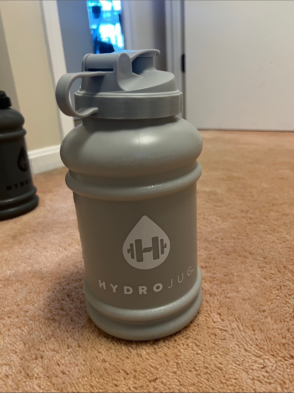 HydroJug Light Gray Water Bottle with Straw